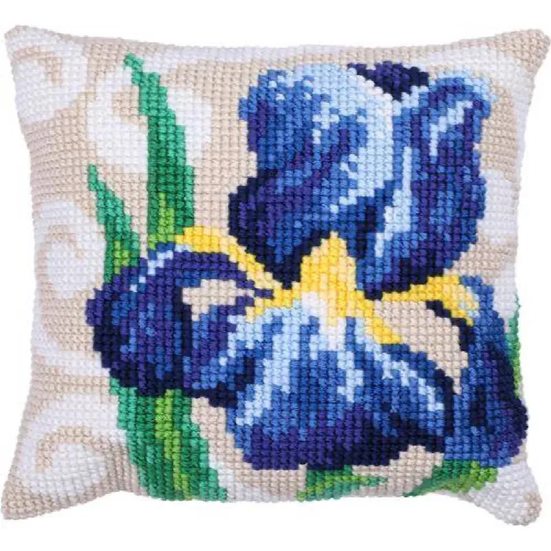 Kit coussin à broder au point de croix iris, 40 x 40 cm : vue 1