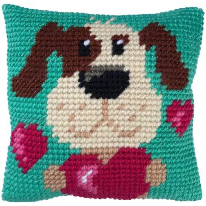 Kit coussin canevas petit chien Ladybird, 22 x 22 cm
