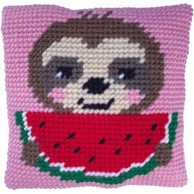 Kit coussin canevas petit paresseux, 22 x 22 cm
