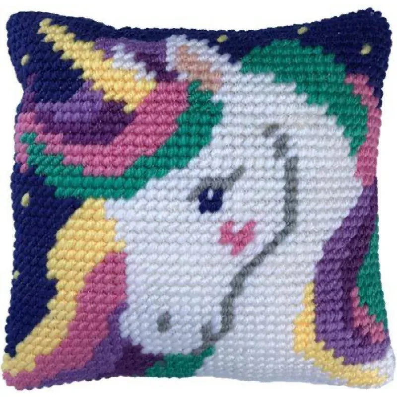 Kit coussin canevas petite licorne, 22 x 22 cm