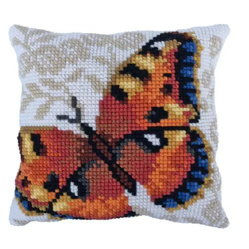 Kit coussin point de croix papillon ambre, 40 x 40 cm : vue 1