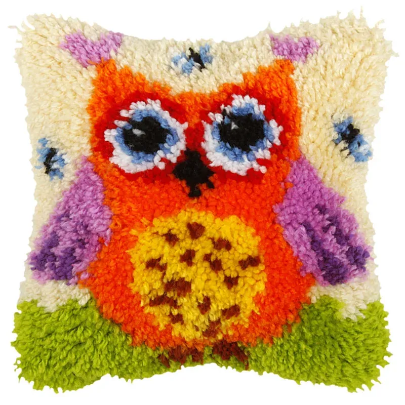 Kit coussin au point noué Madame chouette, 25,5 cm