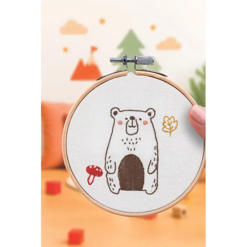 Kit de broderie traditionnelle, motif ours décoratif