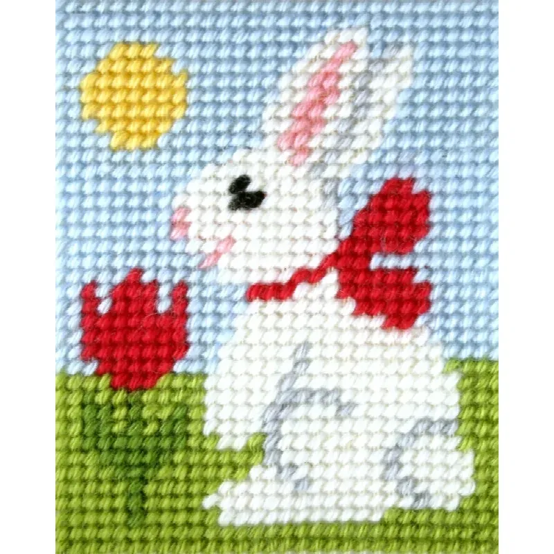 Kit demi-point enfant lapin et tulipe, 17 x 20,5 cm