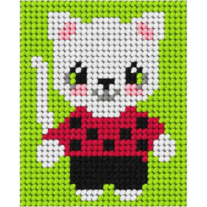 Kit demi-point enfant petit chat au pull-over, 17 x 20,5 cm