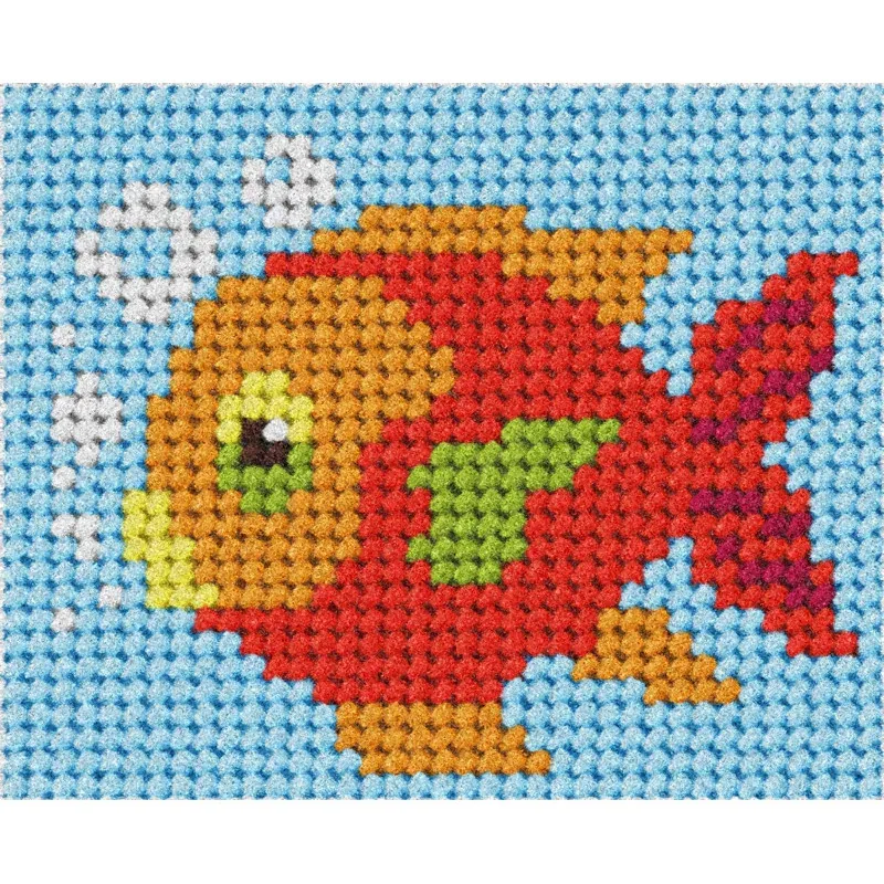 Kit demi-point enfant poisson rouge, 17 x 20,5 cm