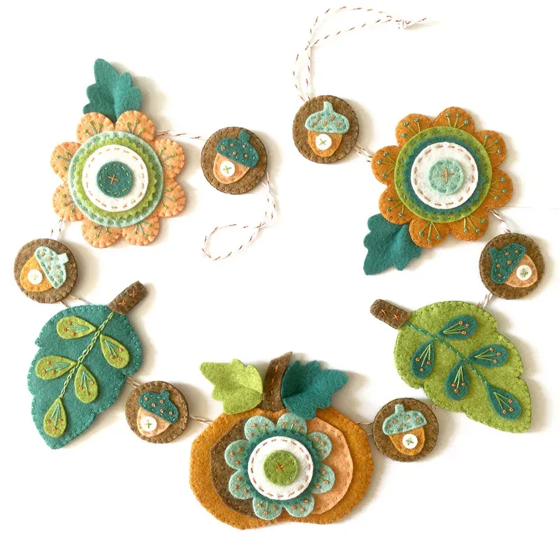 Kit feutrine guirlande d’automne folk art, 1m