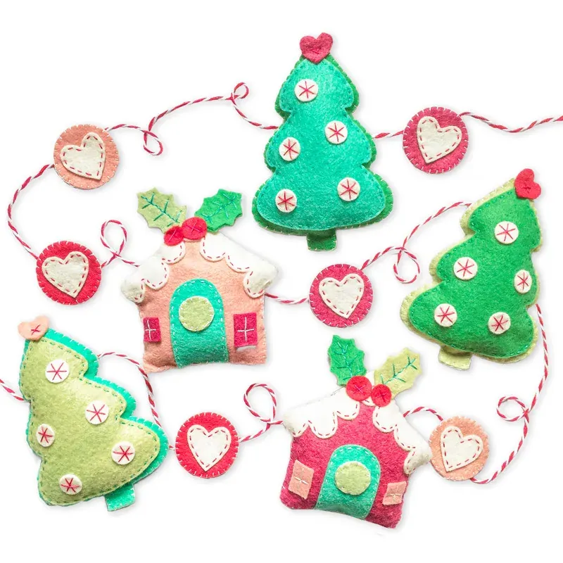 Kit feutrine guirlande maisons et sapins de Noël