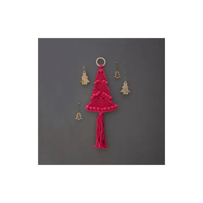 Kit macramé sapin de Noël corail à suspendre