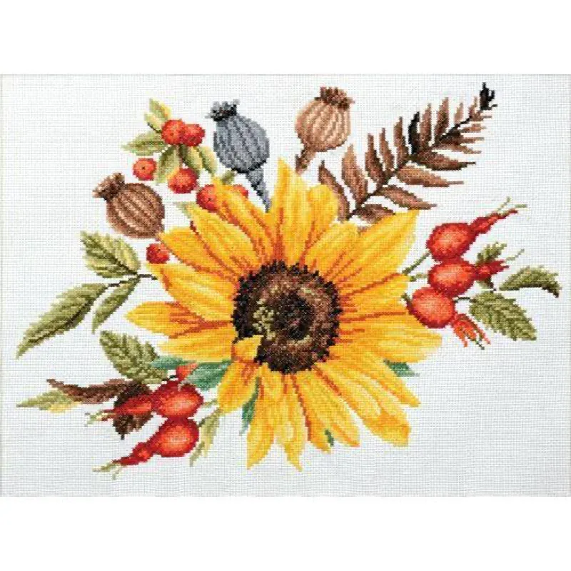 Kit point de croix bouquet d’automne no count, 34 x 25,6 cm : vue 1