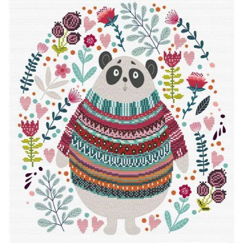 Kit point de croix No Count panda couture, 36.3 x 40.20 cm : vue 1