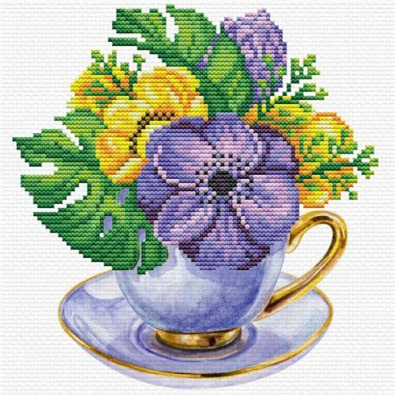 Kit point de croix No Count tasse mauve, 22 x 22 cm : vue 1