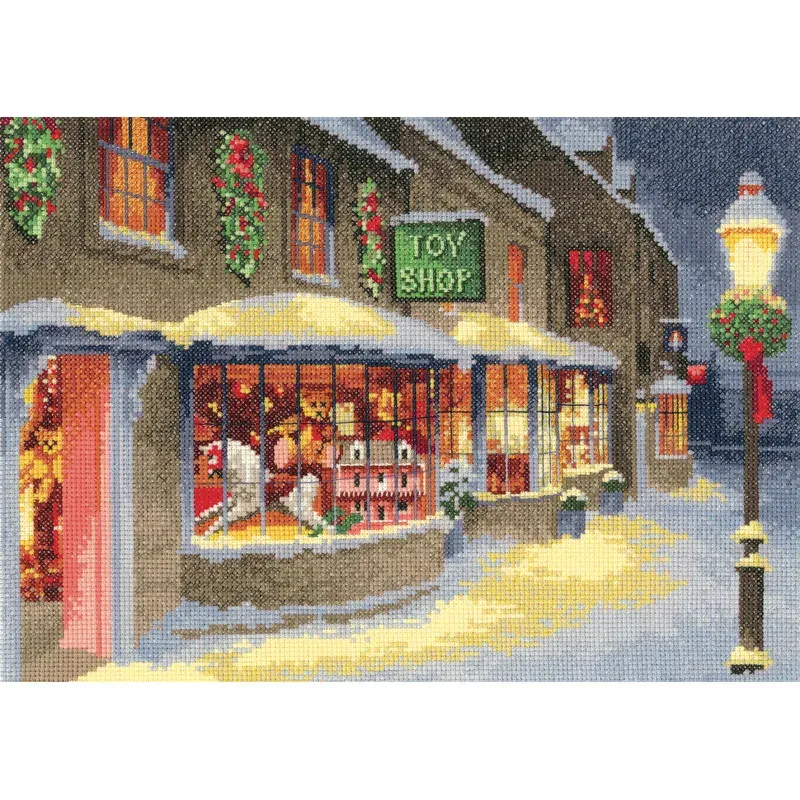Kit point de croix boutique de jouets de Noël, 31 x 22cm : vue 1