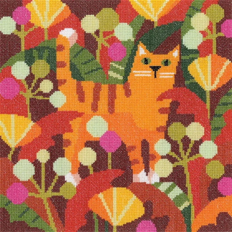 Kit point de croix chat roux Ginger Cat, 25.5 x 25.5cm : vue 1