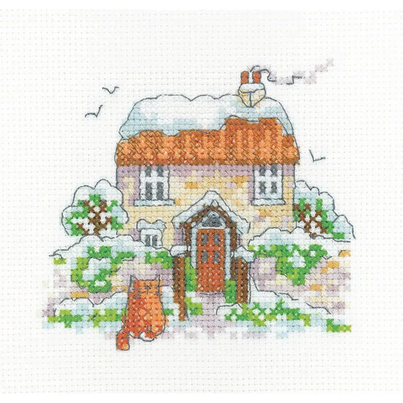 Kit point de croix cottage d’hiver, 10 x 9 cm : vue 1
