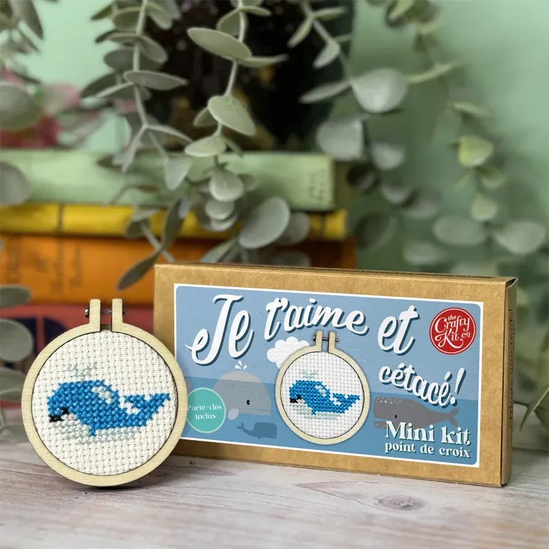 Kit point de croix Je t’aime et cétacé, tambour 5 cm : vue 1