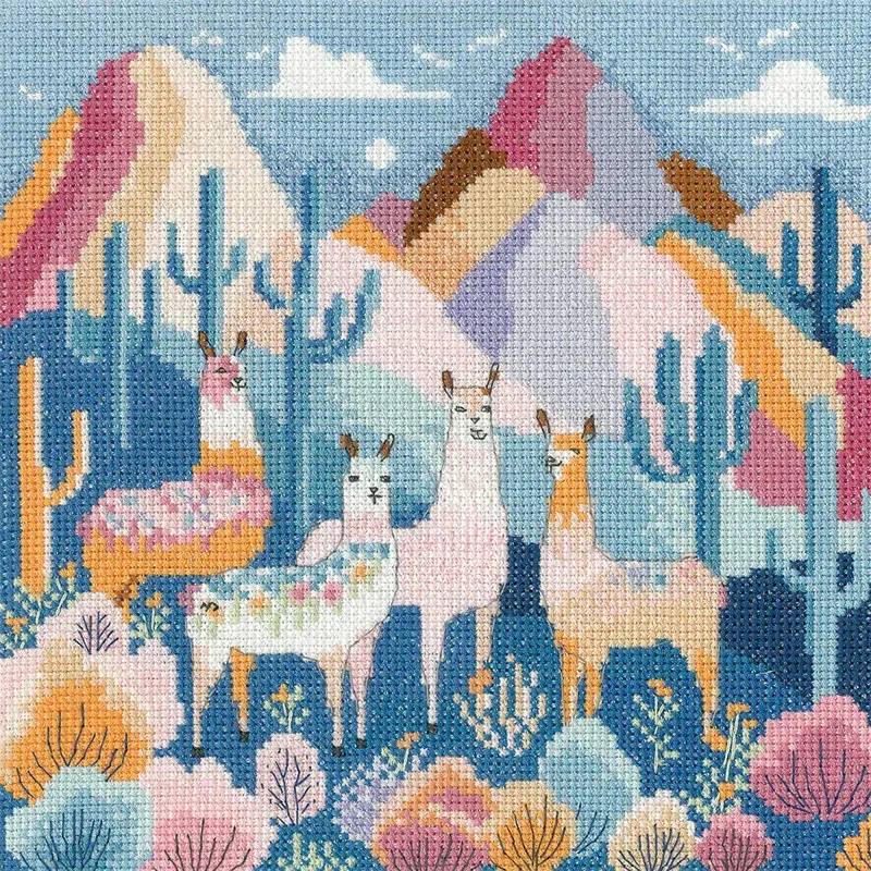 Kit point de croix lama Llama Drama, 20.5 x 20.5cm : vue 1