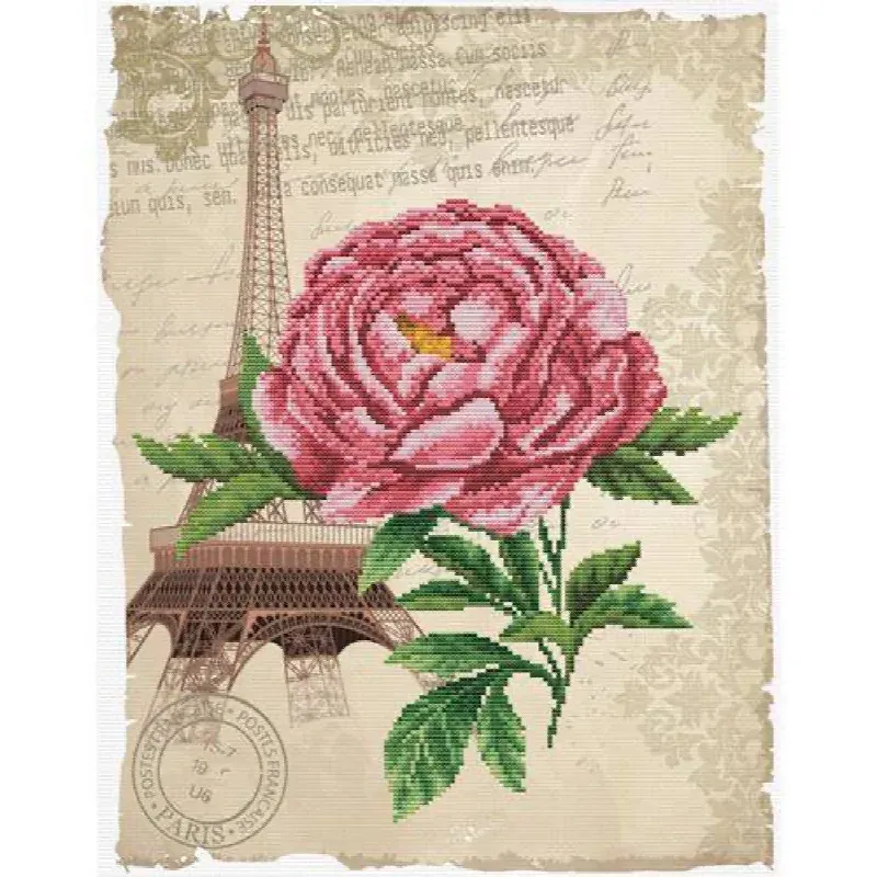 Kit point de croix no count rose romantique, 35,7 x 45,7 cm : vue 1