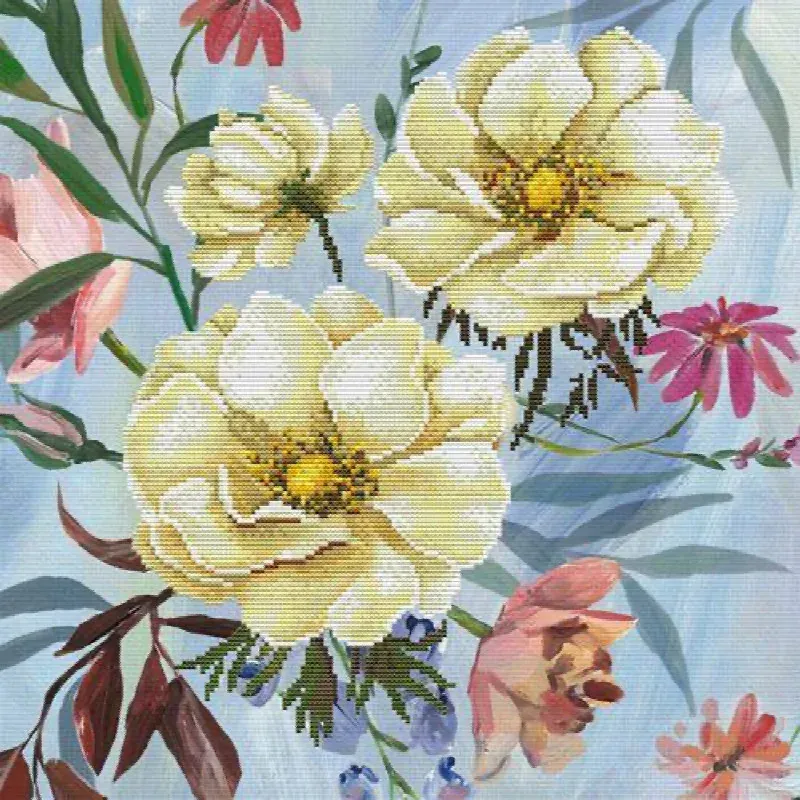 Kit point de croix No Count roses sauvages, 40,7 cm : vue 1
