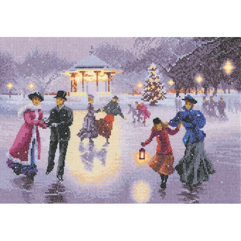 Kit point de croix patineurs de Noël, 31 x 22 cm : vue 1