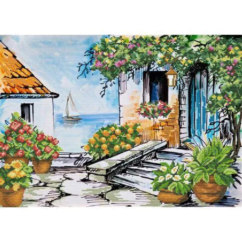 Kit point de croix Seaside Paradise, 48,80 x 34,60 cm : vue 1