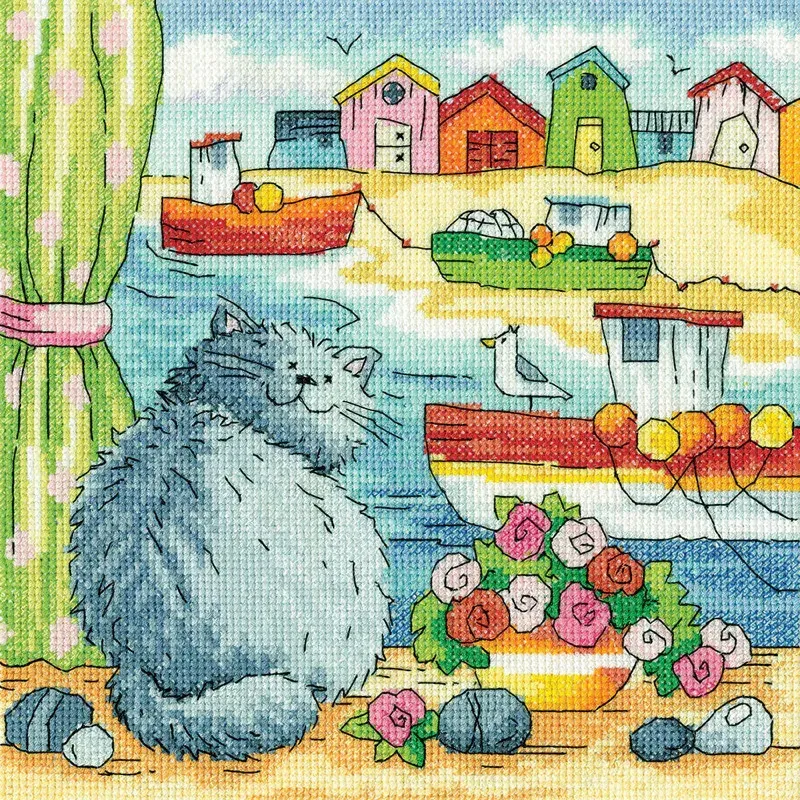 Kit point de croix vue sur la plage, 20.5 x 20.5cm : vue 1