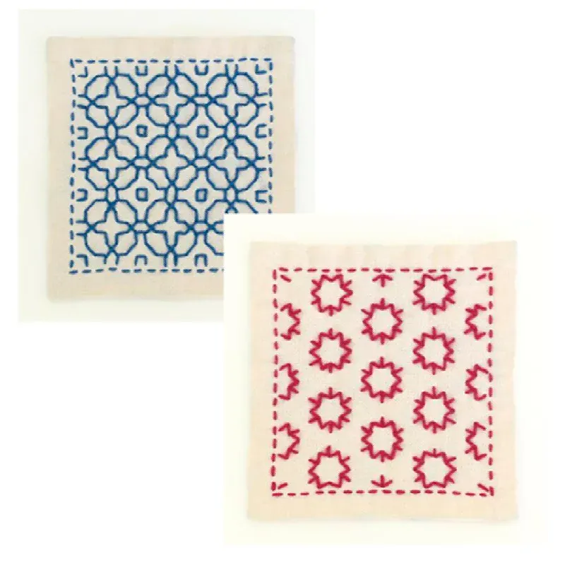 Kit sashiko 2 carrés à broder Olympus, 10 x 10 cm