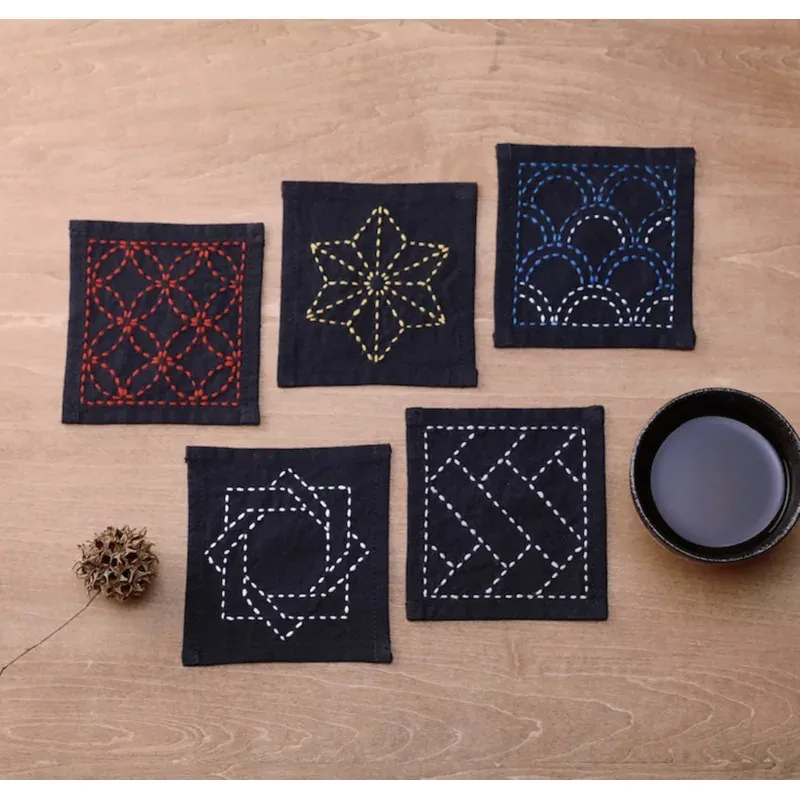 Kit sashiko Tsumugi Olympus, 3 lots de 5 carrés