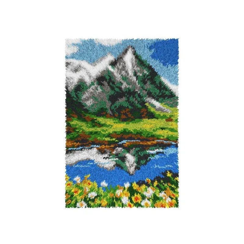 Kit tapis au point noué paysage alpin, 50 x 75 cm
