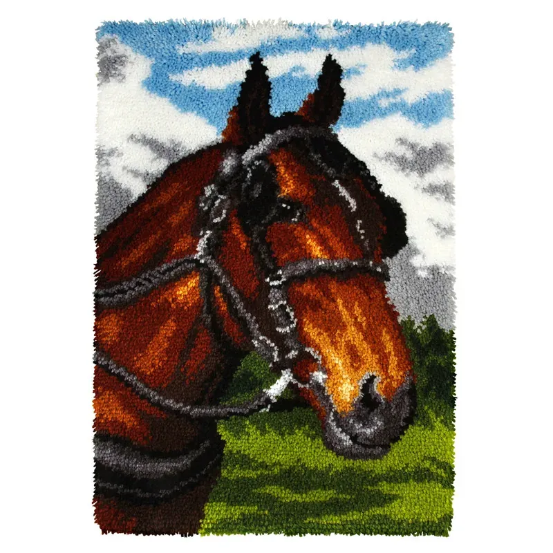 Kit tapis au point noué tête de cheval, 50 x 75 cm