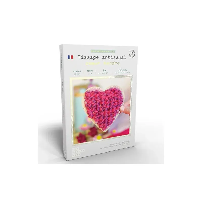 Kit tissage artisanal Cœur tendre avec support en bois