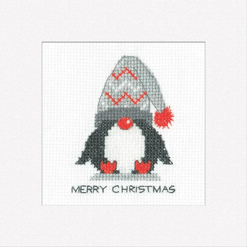 Lot de 3 cartes de Noël au point de croix pingouin : vue 1