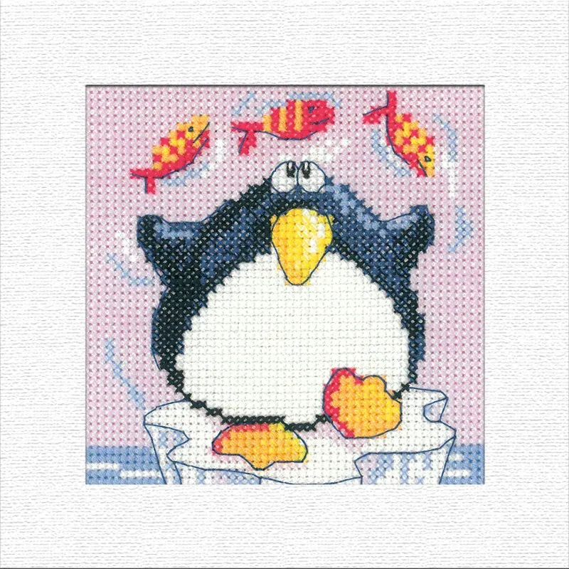 Lot de 3 cartes de Noël pingouin au point de croix : vue 1