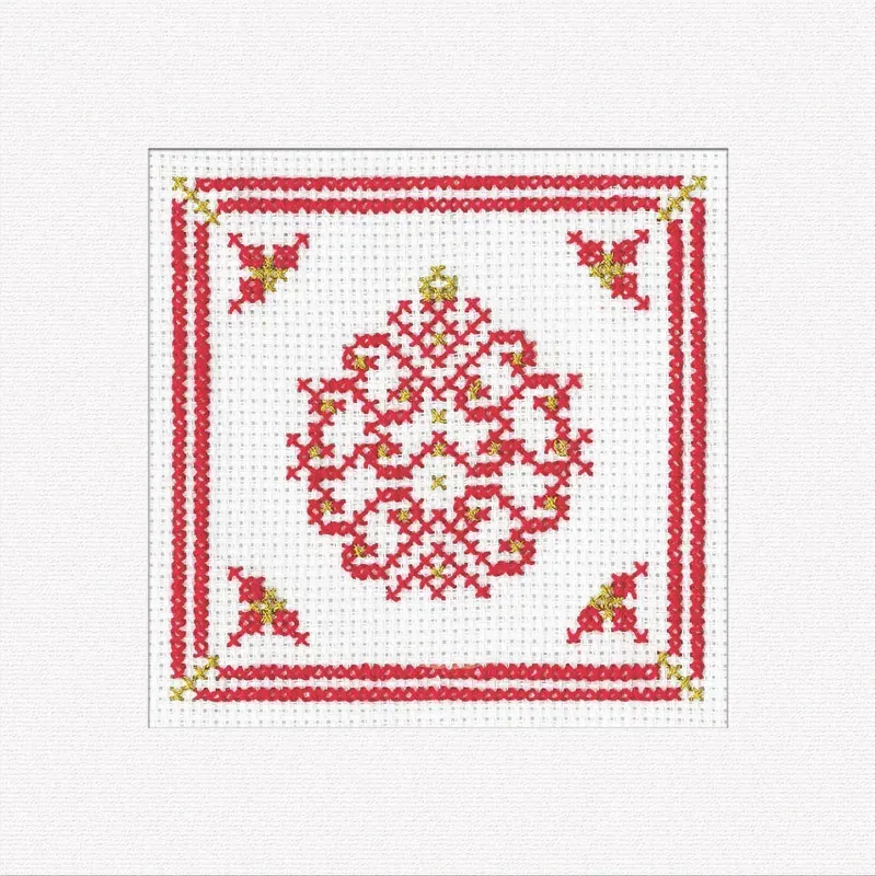 Lot de 3 kits cartes de Noël boule rouge au point de croix : vue 1