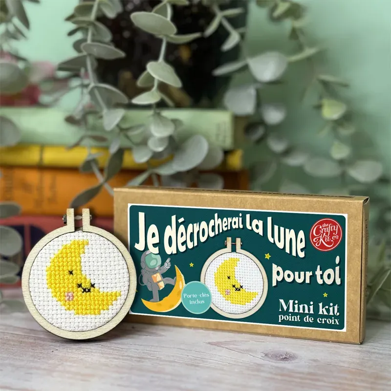 Mini kit point de croix je décrocherai la lune, 5 cm : vue 1