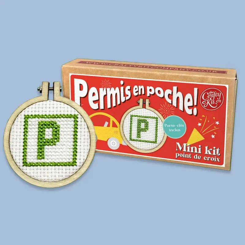 Mini kit point de croix permis en poche avec porte-clés : vue 1