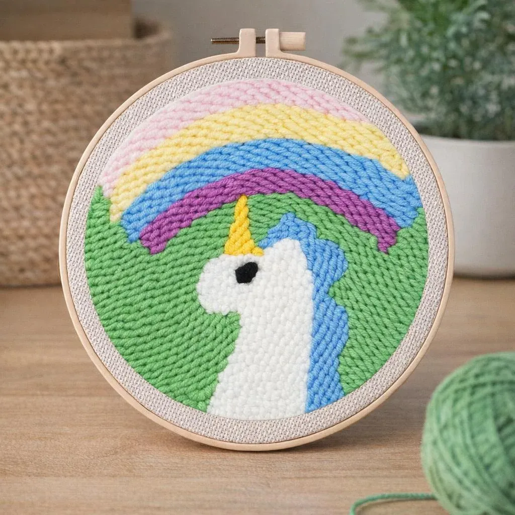 Kit punch needle licorne et arc-en-ciel doux : vue 1